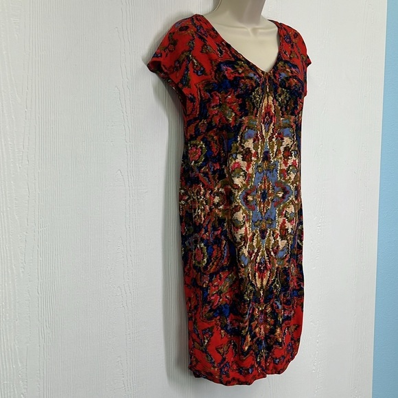 Anthropologie - Maeve Prins V Neck Short Sleeve Lightweight Colorful Dress Small - Picture 5 of 12